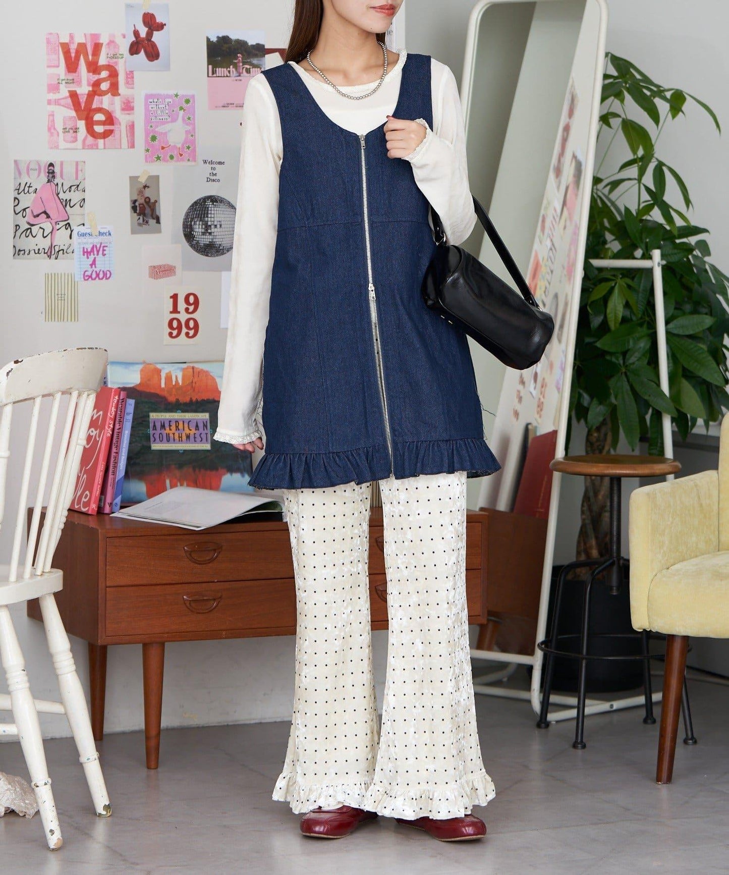 【neutral】2尺碼可選/下襬荷葉邊喇叭褲