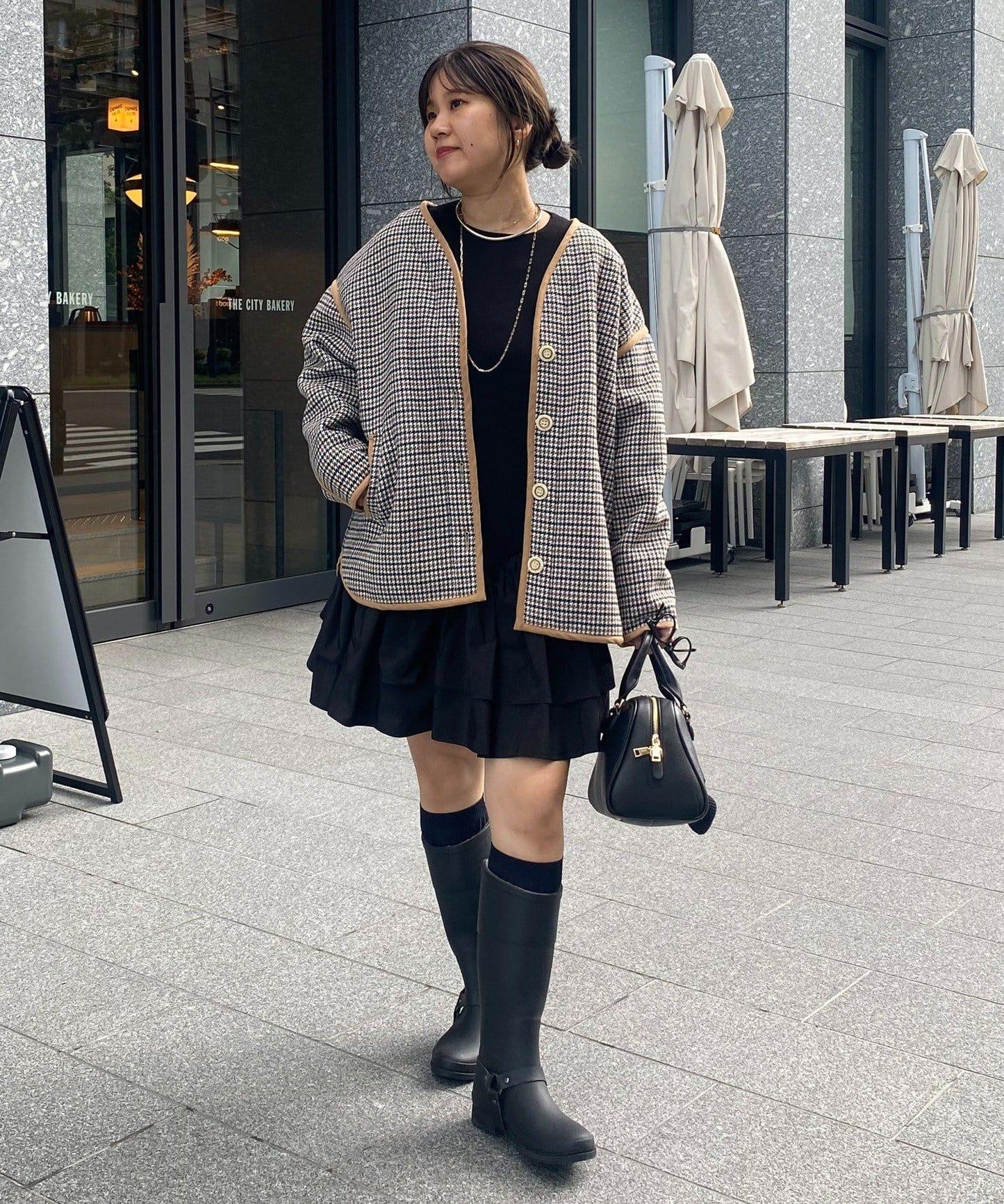 【インフルエンサー SAKURA企畫】格紋中長款外套