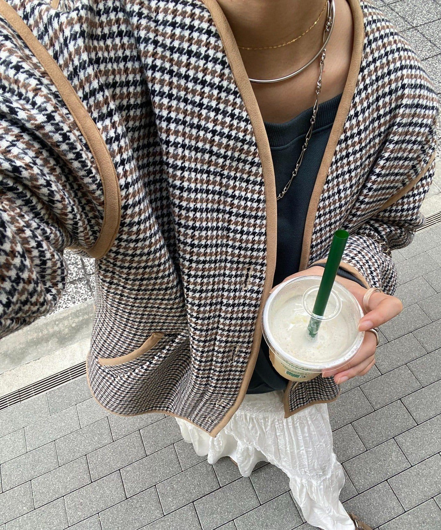 【インフルエンサー SAKURA企畫】格紋中長款外套