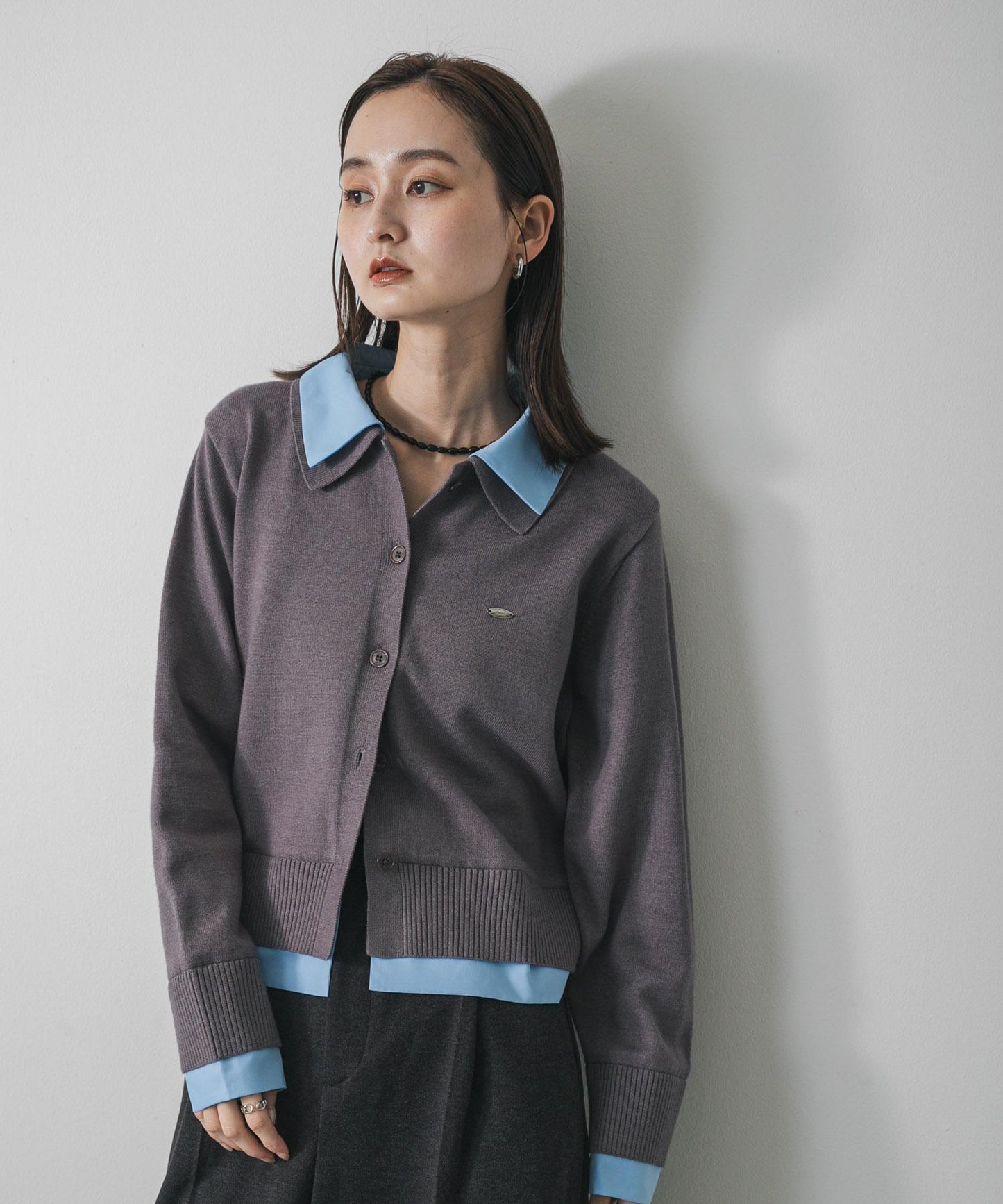 襯衫拼接針織開衫