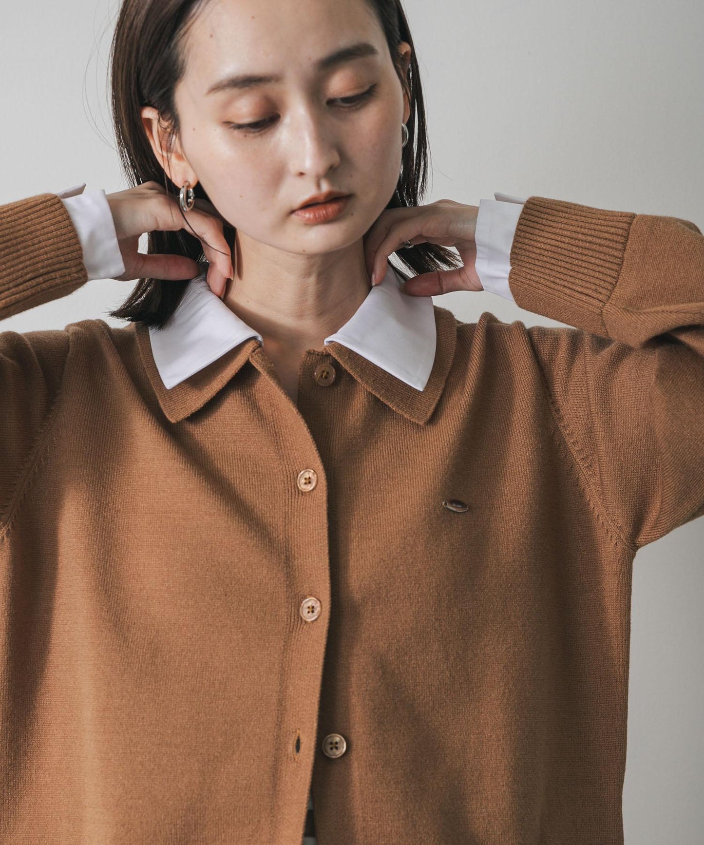 襯衫拼接針織開衫