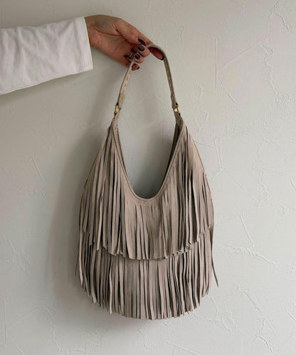 麂皮流蘇圓形包