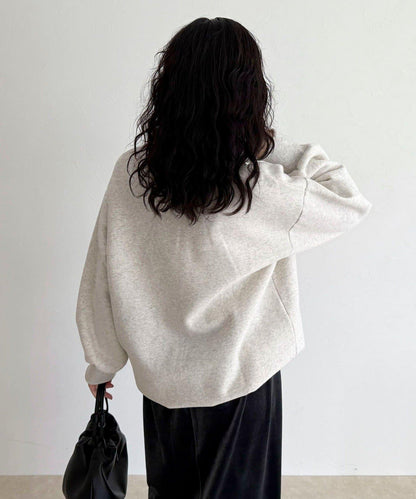 FR刺繡翻領加絨衛衣套頭衫