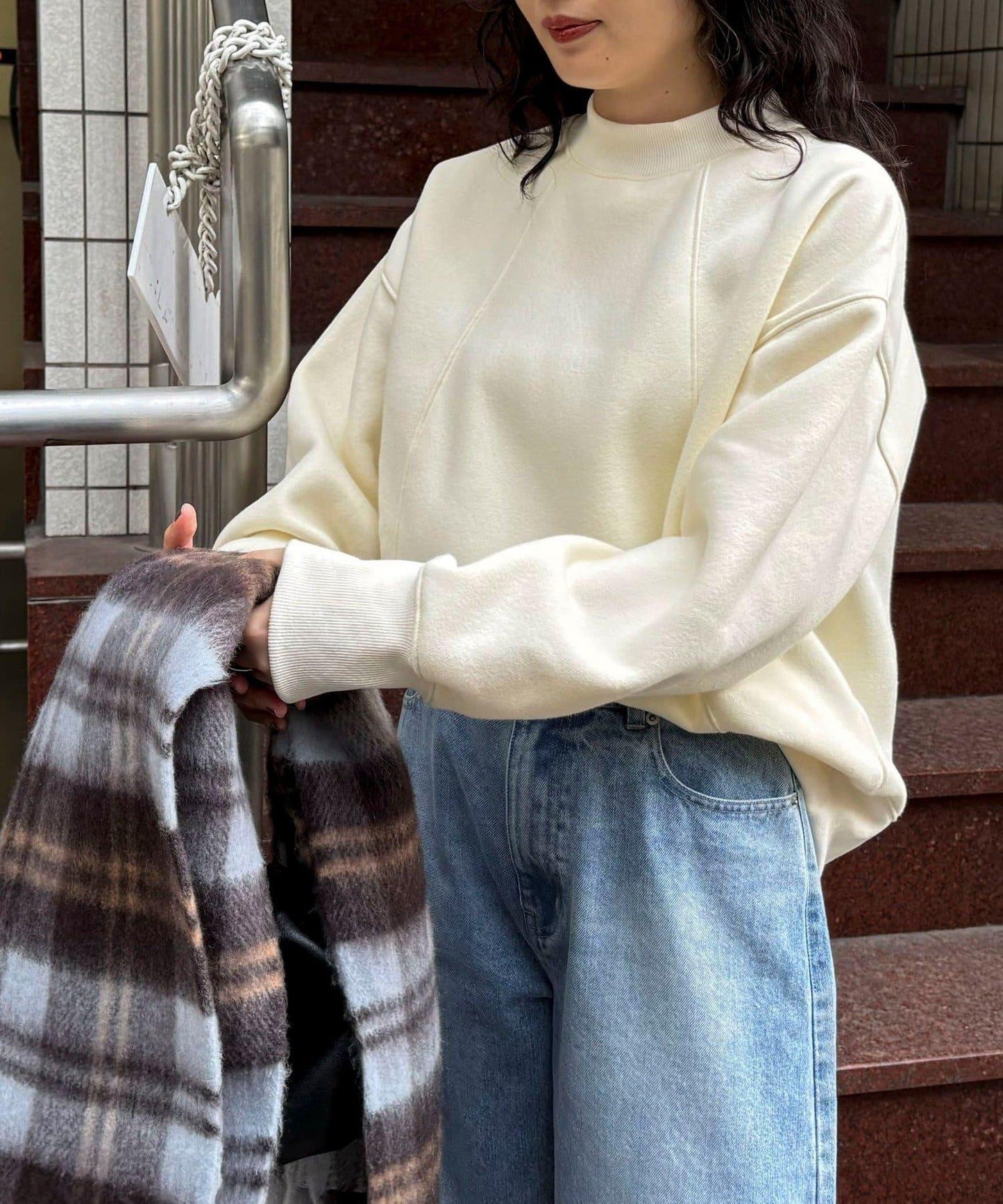 雙面磨毛高領衛衣套頭衫