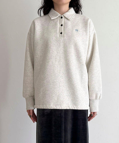 FR刺繡翻領加絨衛衣套頭衫