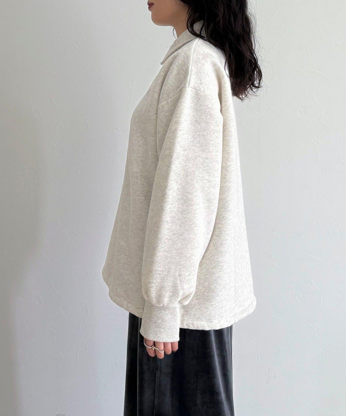 FR刺繡翻領加絨衛衣套頭衫