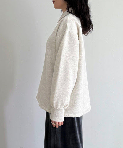 FR刺繡翻領加絨衛衣套頭衫