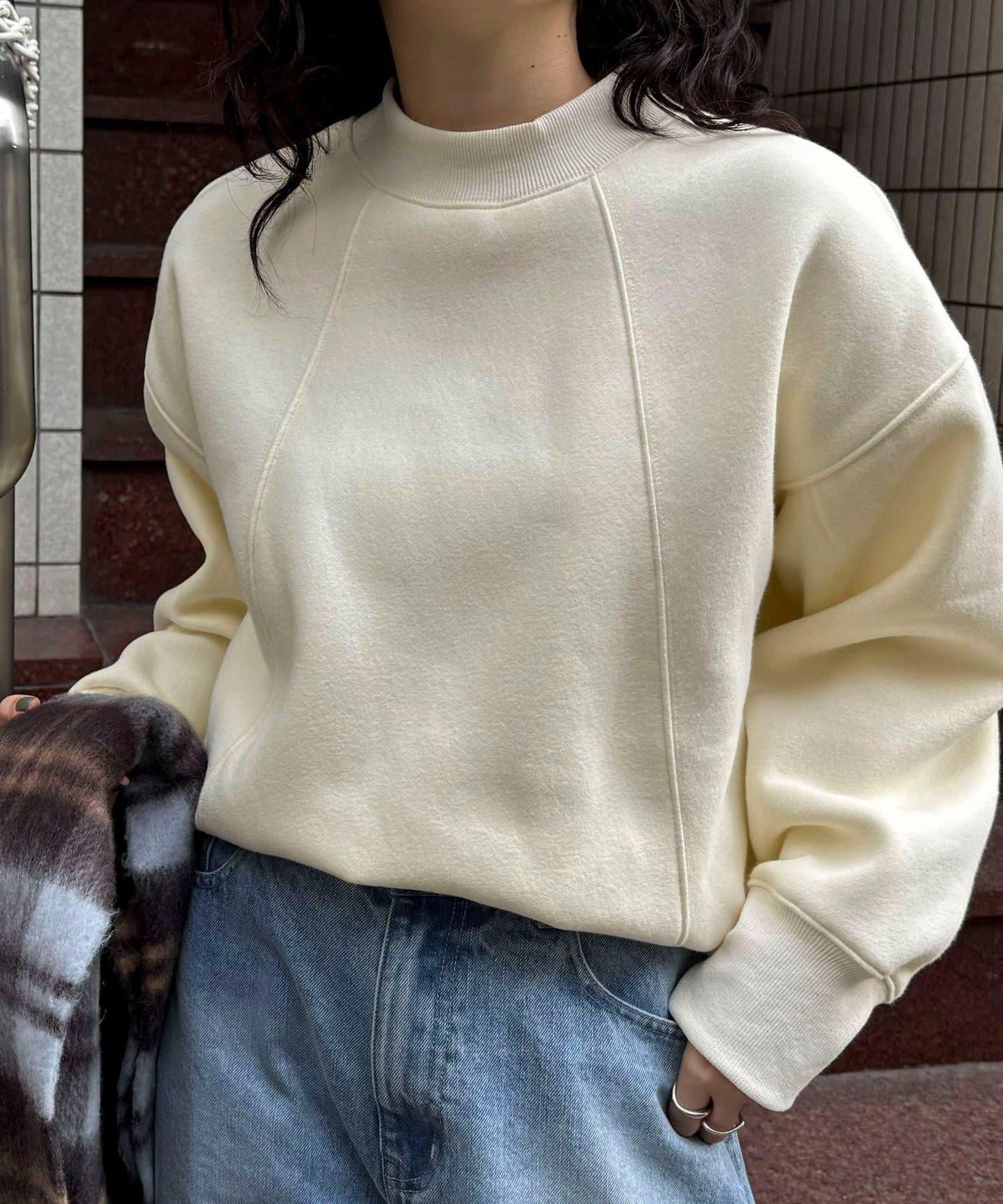 雙面磨毛高領衛衣套頭衫