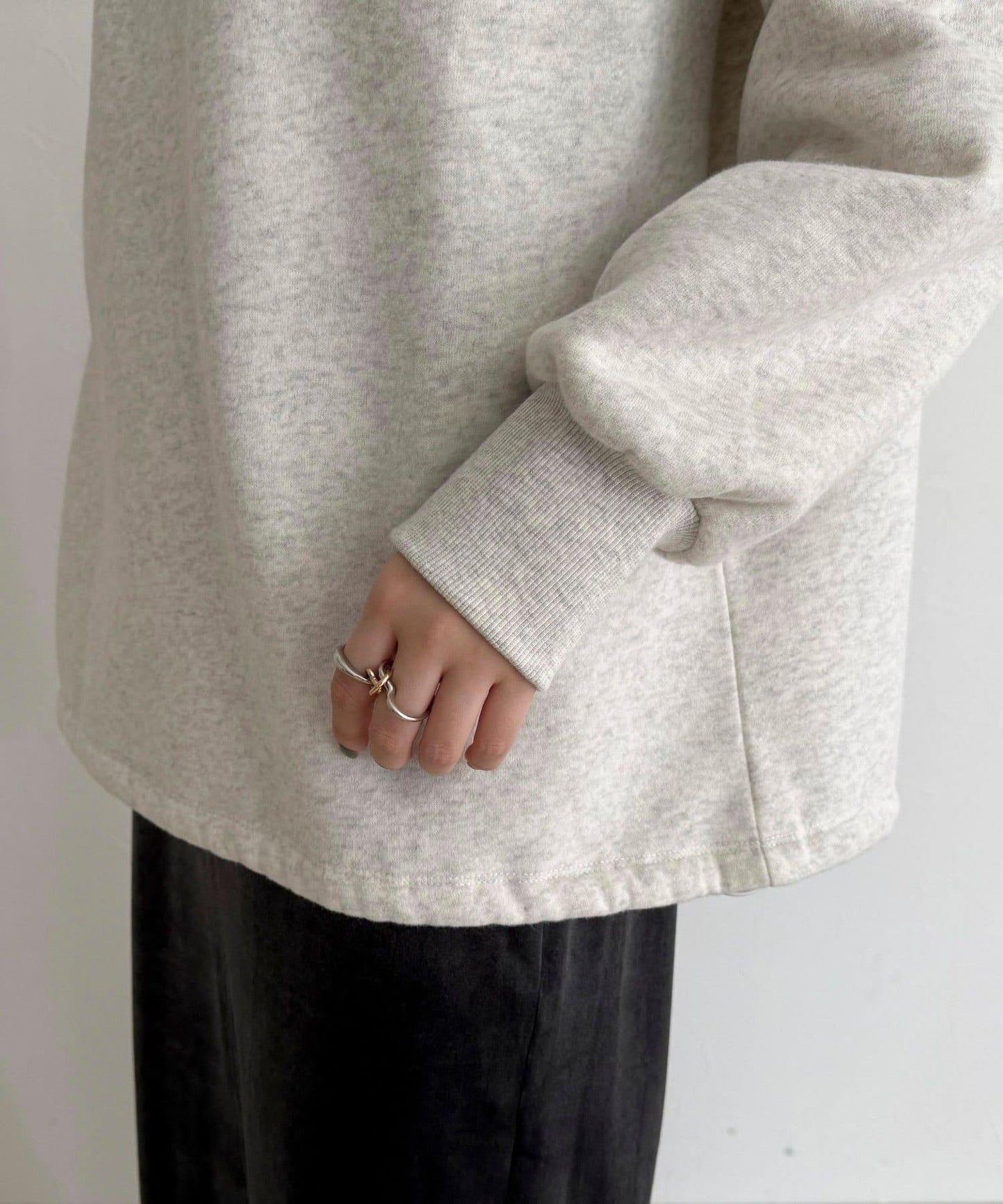 FR刺繡翻領加絨衛衣套頭衫