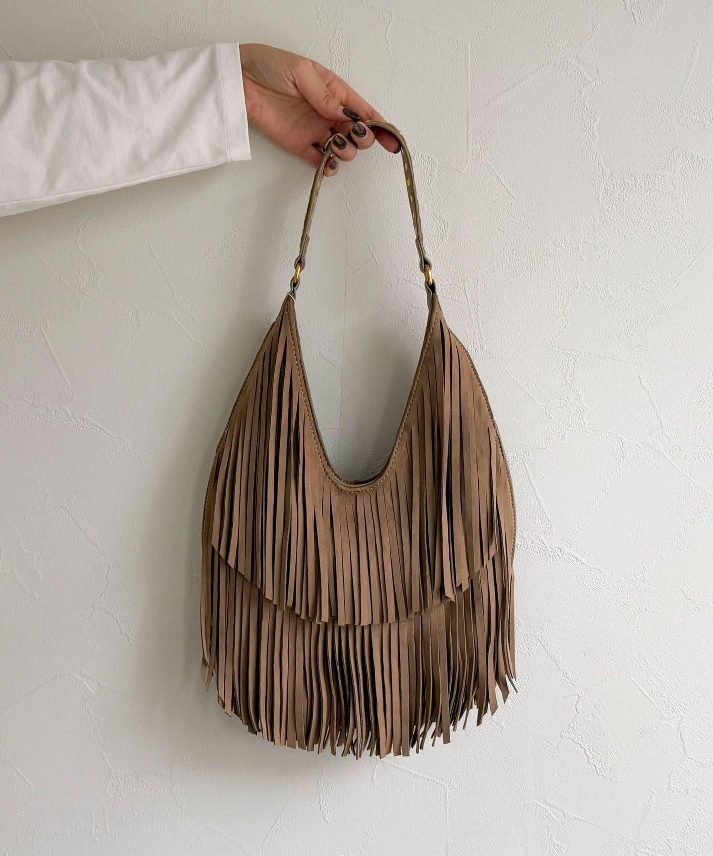 麂皮流蘇圓形包