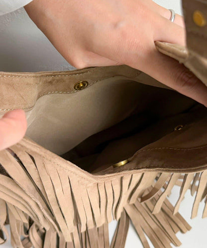 麂皮流蘇圓形包