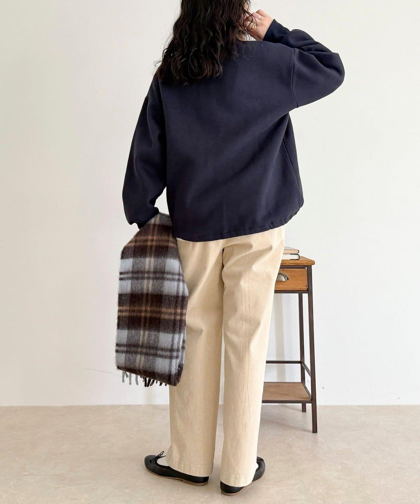 FR刺繡翻領加絨衛衣套頭衫