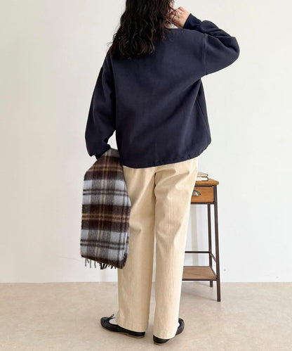 FR刺繡翻領加絨衛衣套頭衫