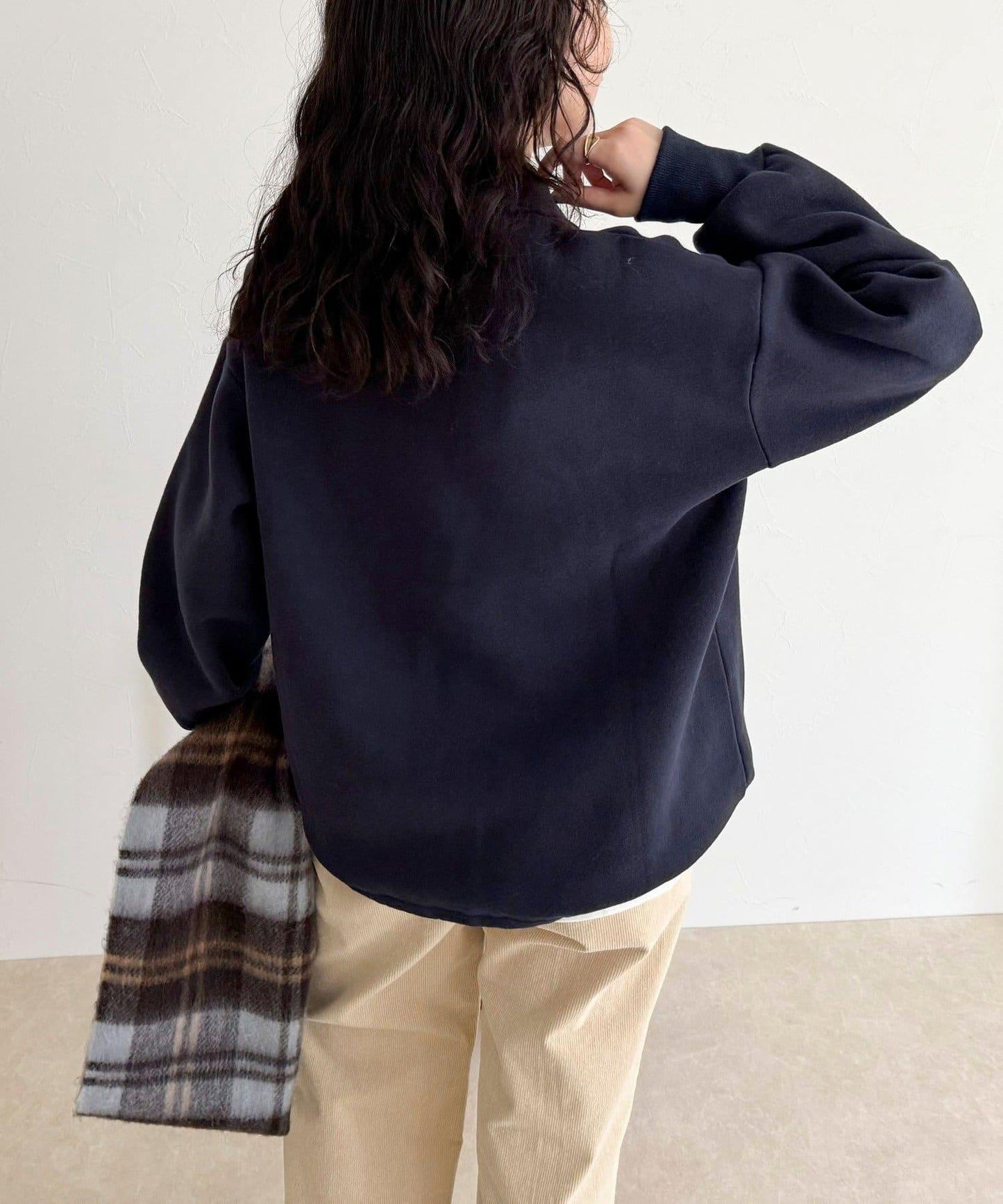 FR刺繡翻領加絨衛衣套頭衫