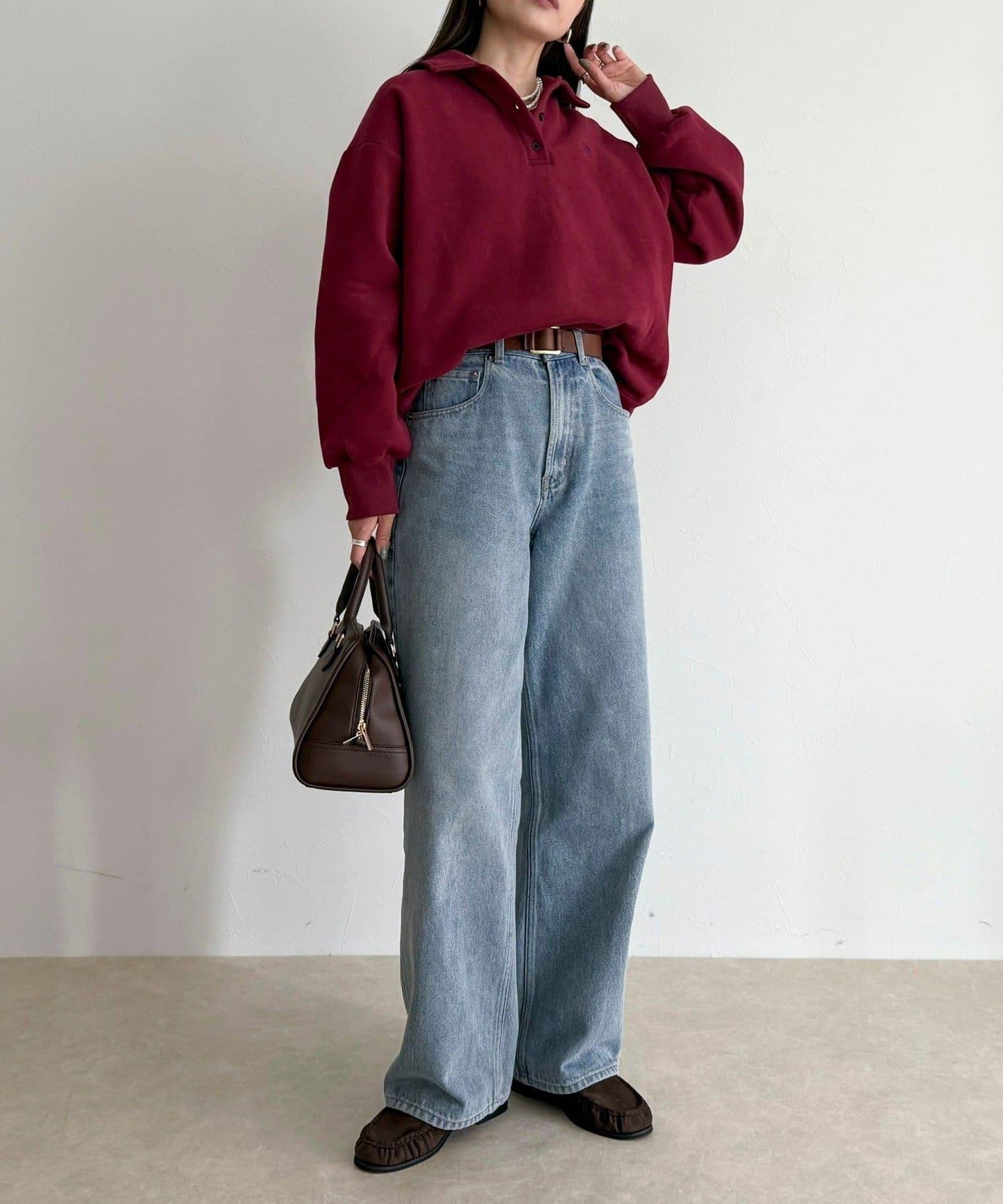 FR刺繡翻領加絨衛衣套頭衫