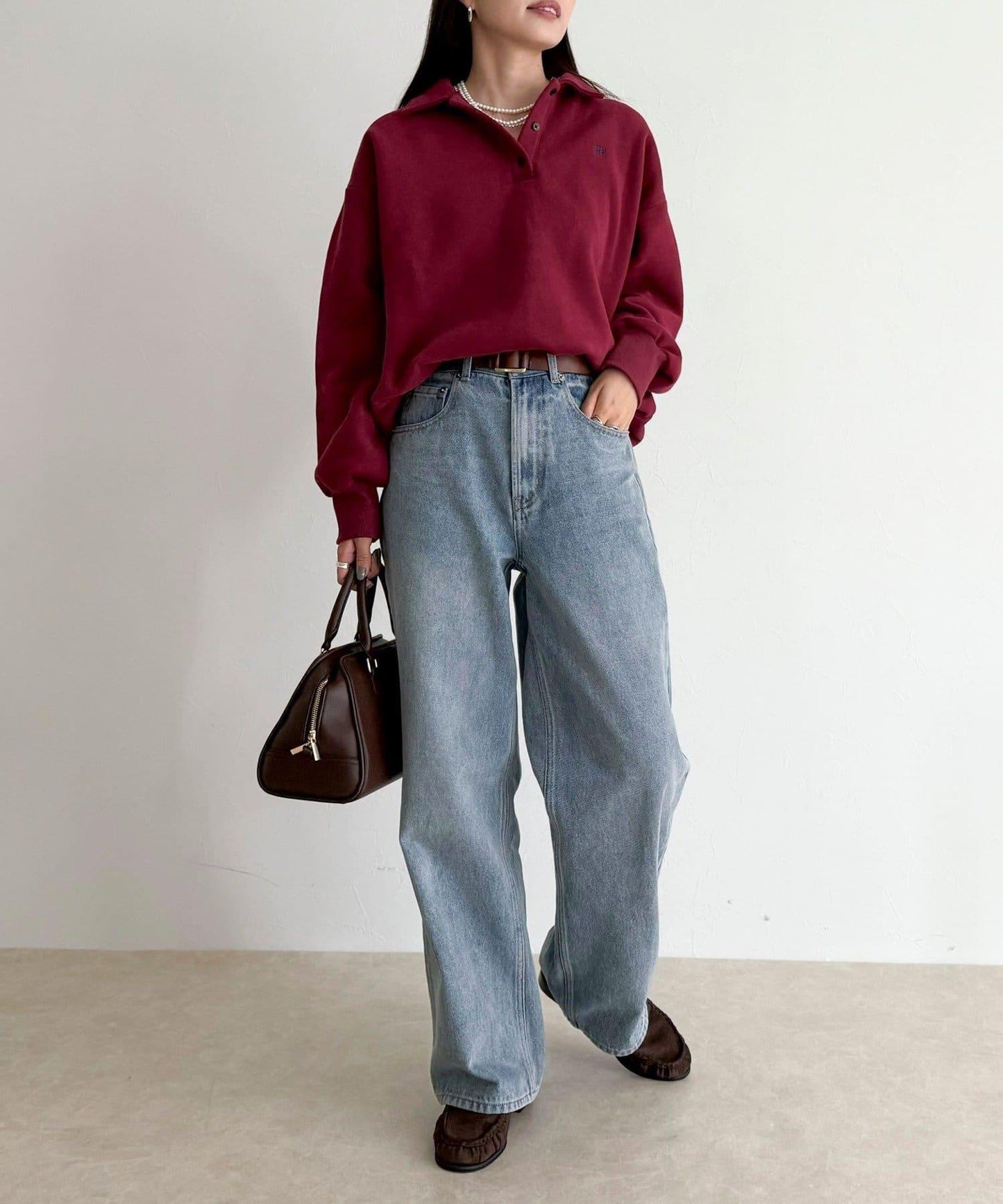 FR刺繡翻領加絨衛衣套頭衫