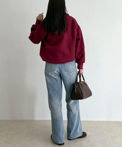 FR刺繡翻領加絨衛衣套頭衫