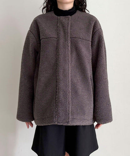 仿羊羔絨無領夾克