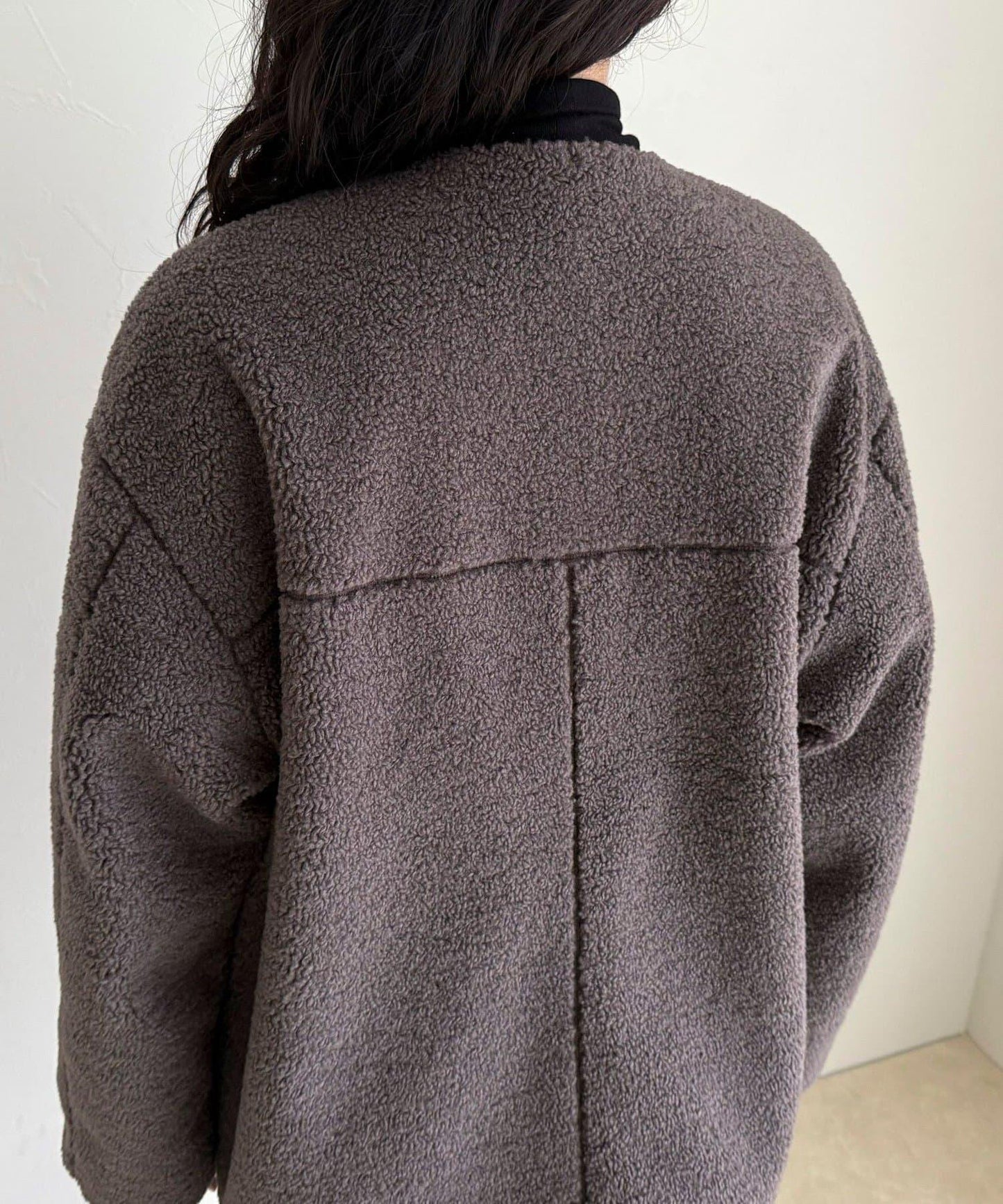 仿羊羔絨無領夾克