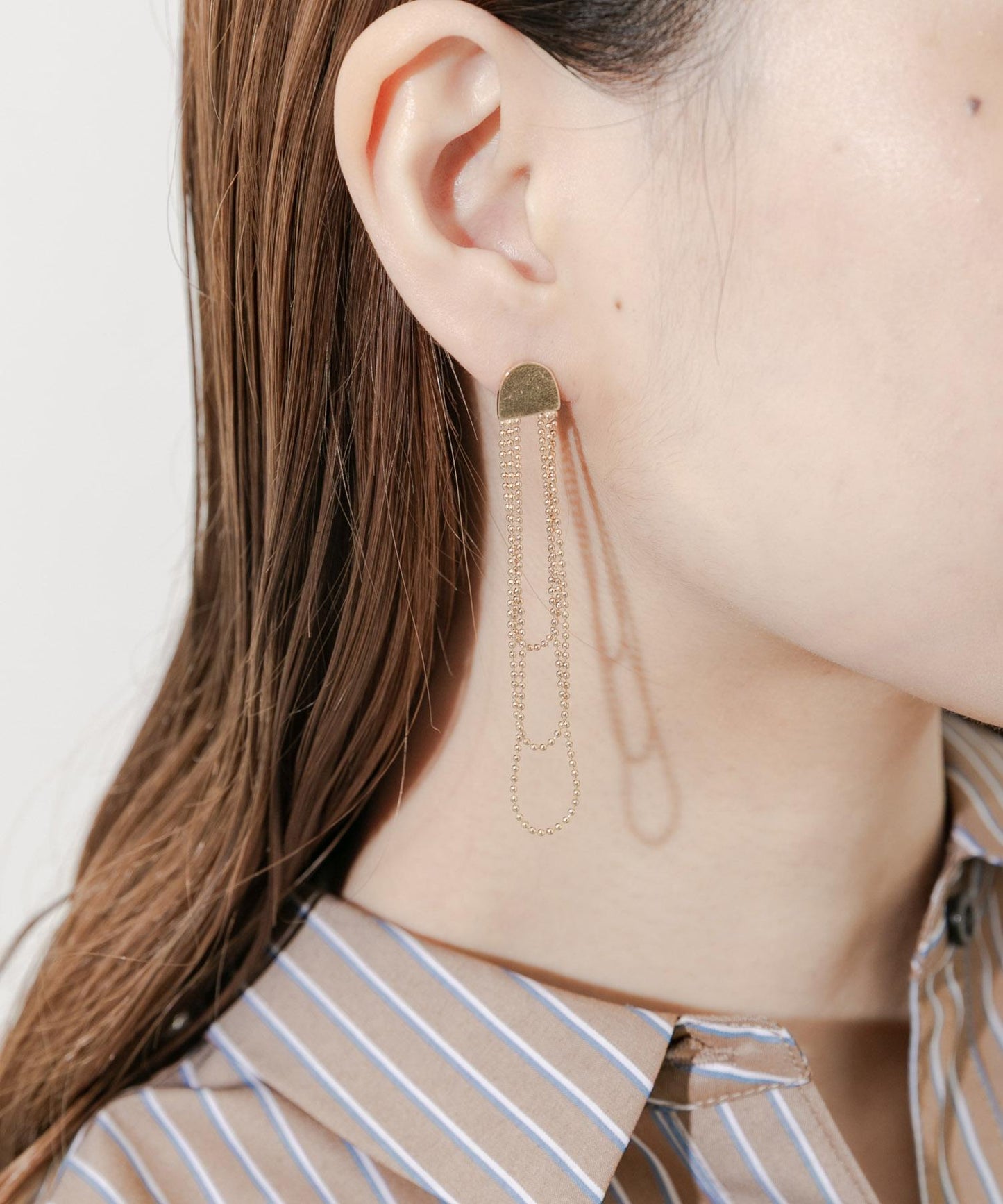 三層鏈條長款耳環
