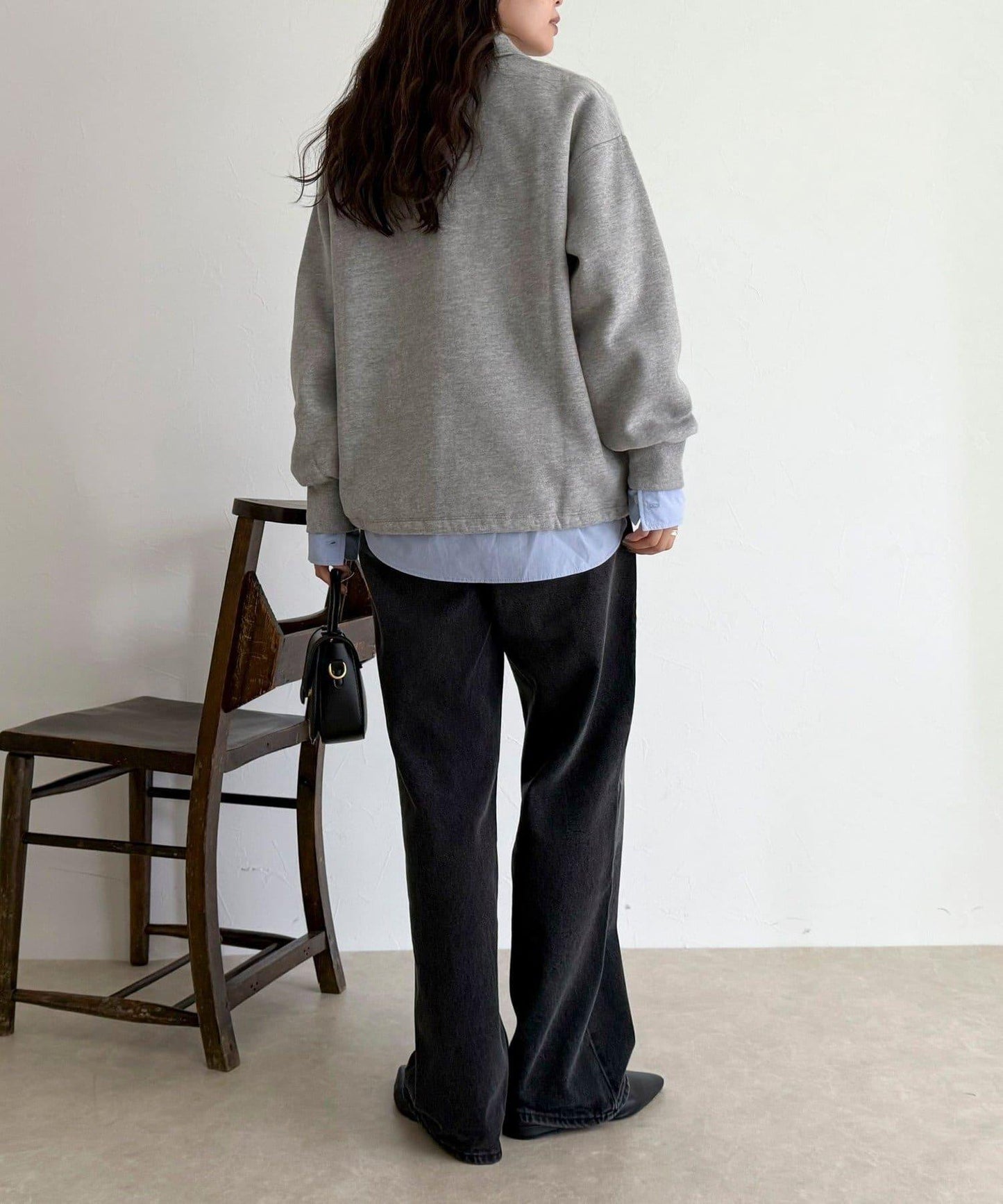 FR刺繡翻領加絨衛衣套頭衫