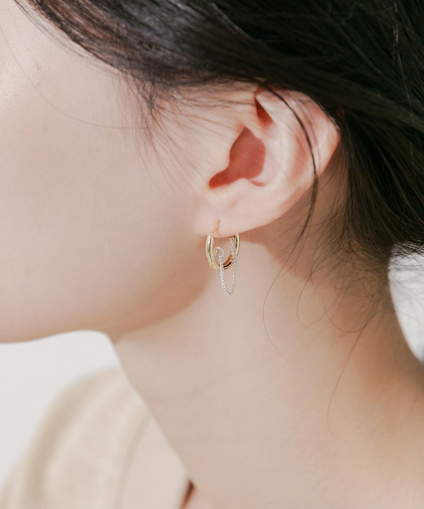 鏈條組合圈形耳環