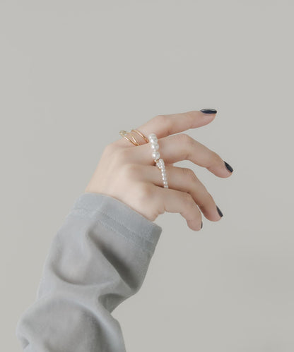 雙指珍珠兩件套戒指