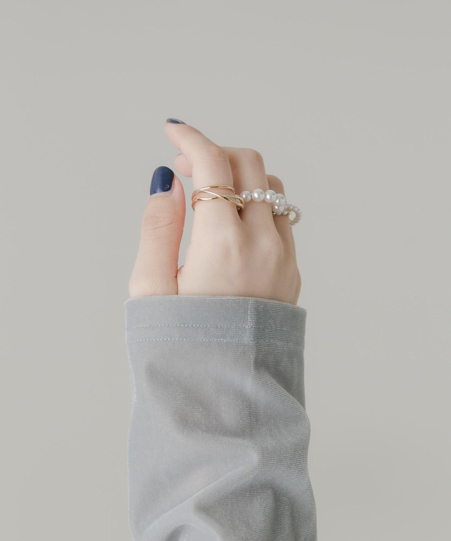 雙指珍珠兩件套戒指