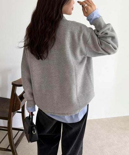 FR刺繡翻領加絨衛衣套頭衫