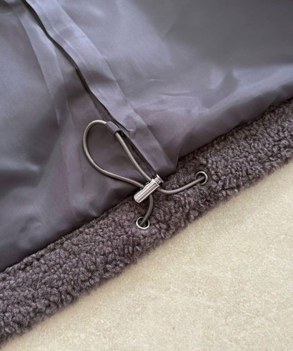 仿羊羔絨無領夾克