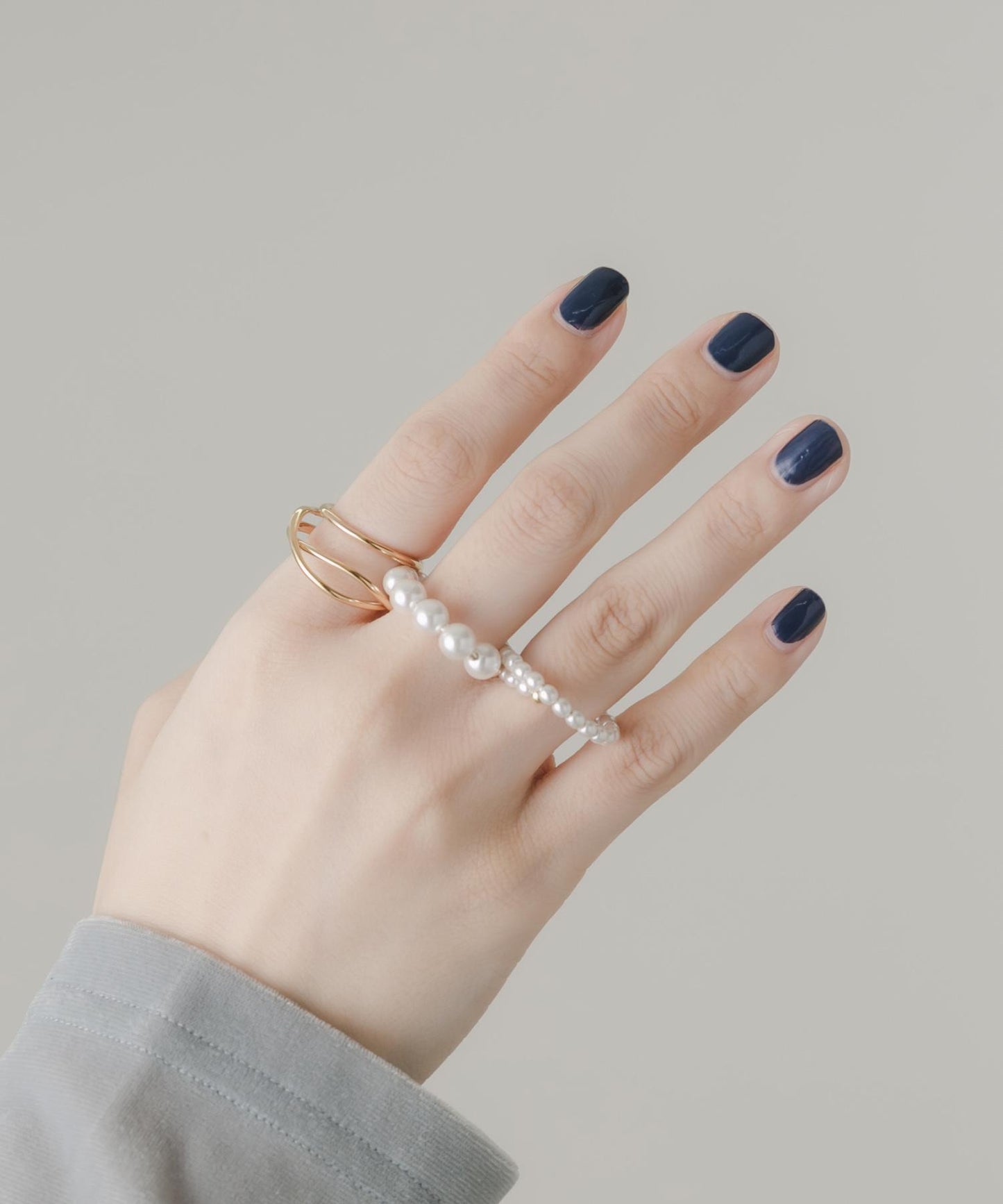 雙指珍珠兩件套戒指