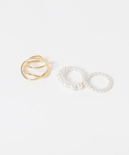 雙指珍珠兩件套戒指