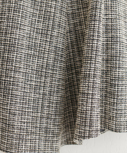 不對稱下襬粗花呢格紋半身裙