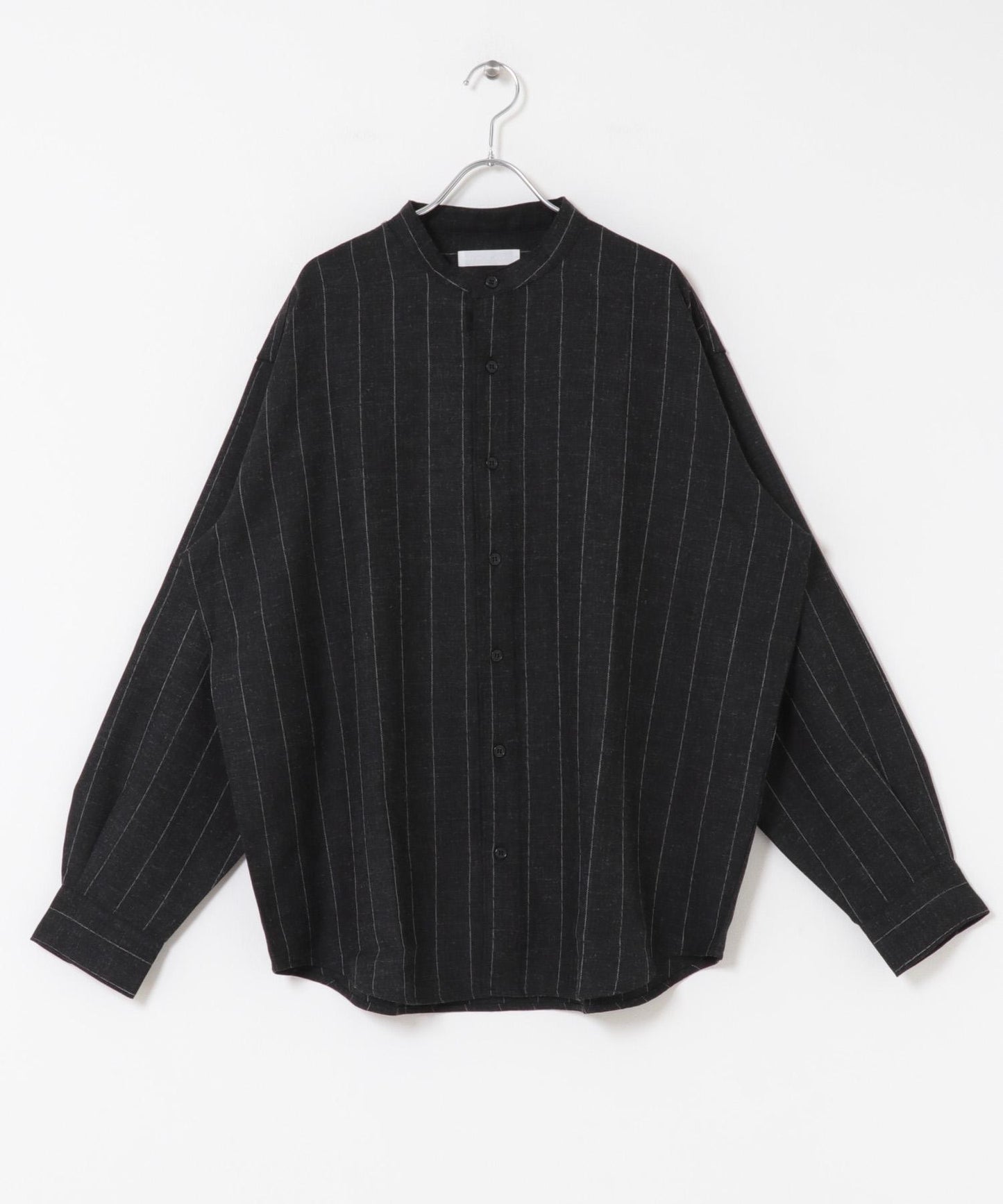 羊毛觸感條紋立領襯衫