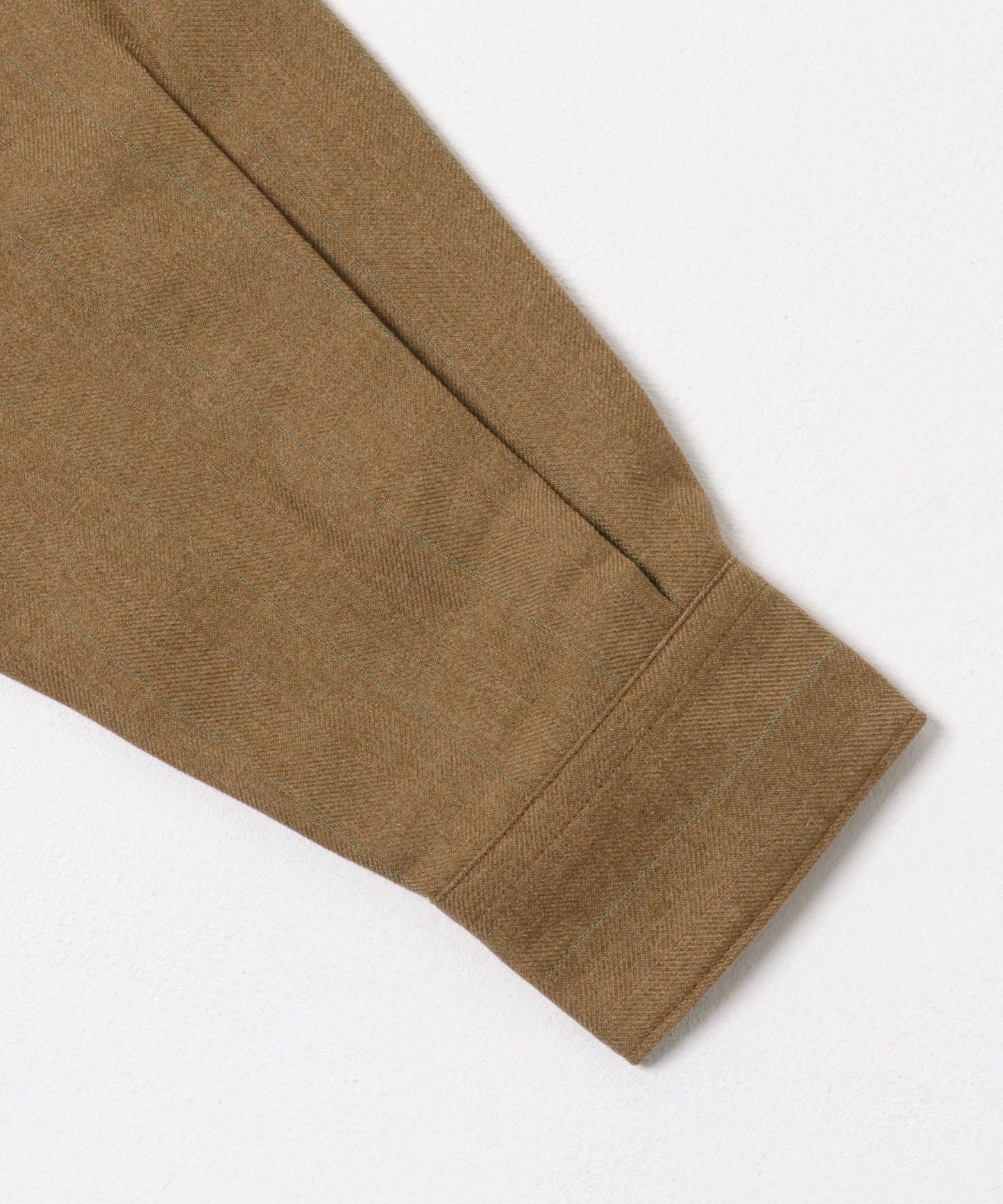 羊毛觸感條紋立領襯衫