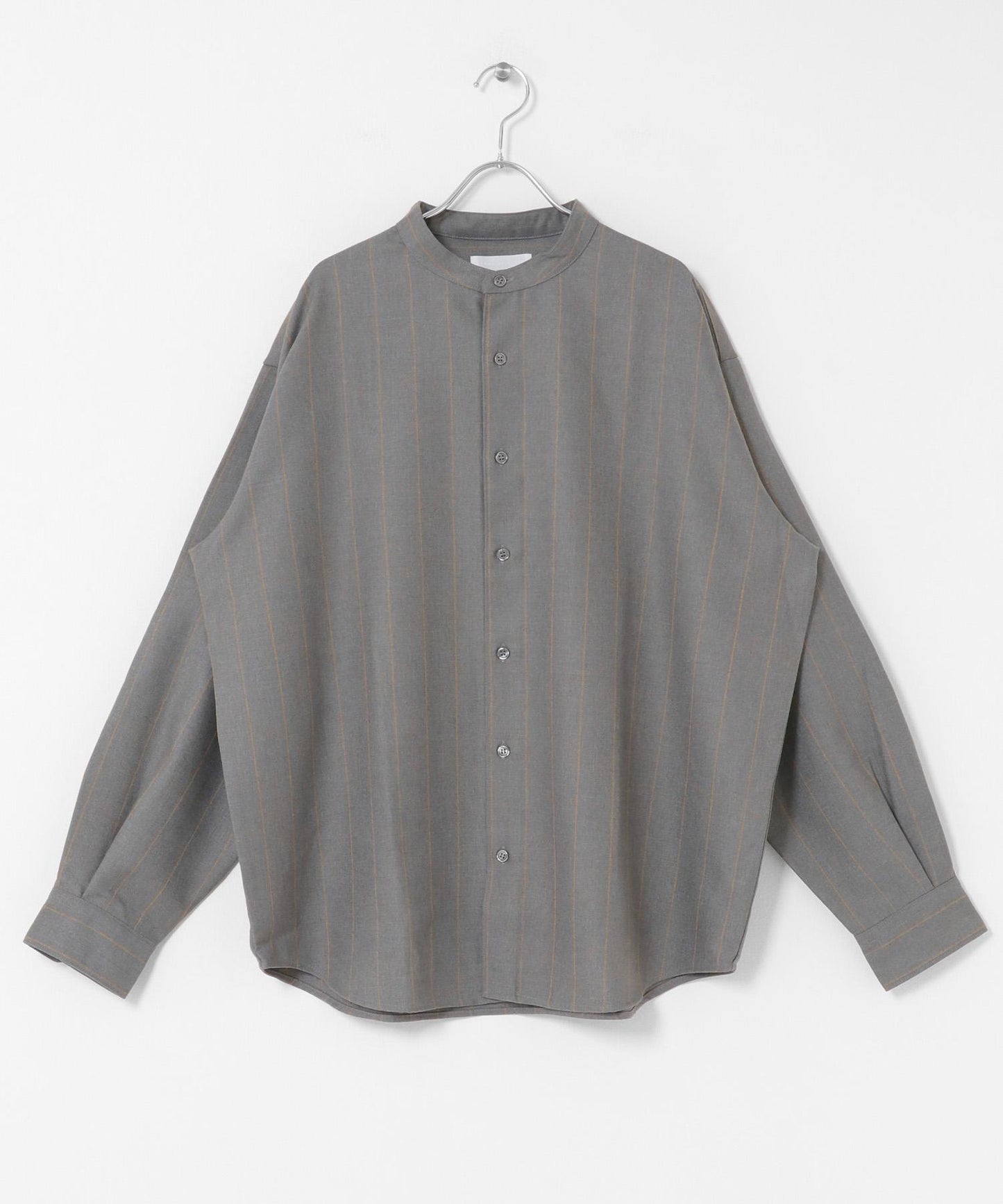 羊毛觸感條紋立領襯衫