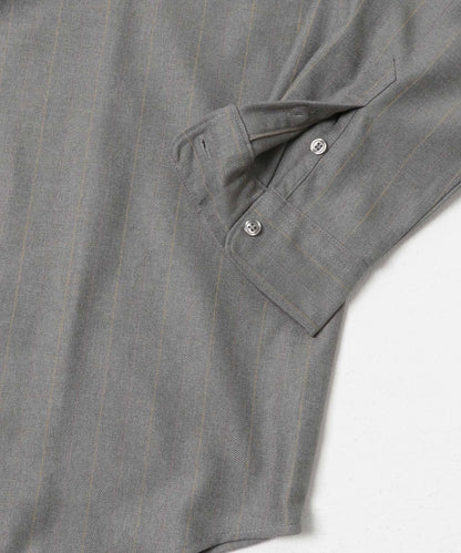 羊毛觸感條紋立領襯衫