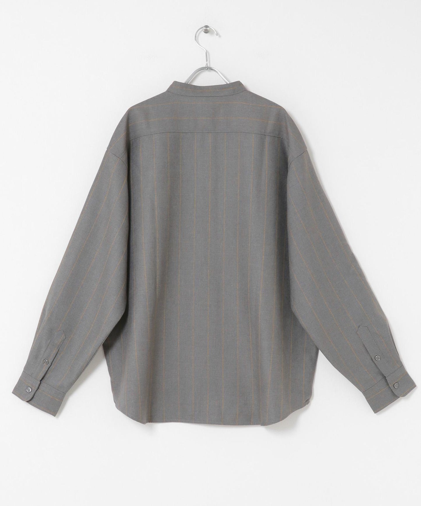 羊毛觸感條紋立領襯衫