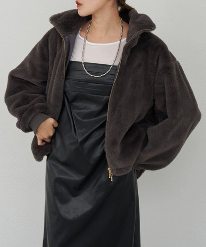 雙拉鍊毛絨大衣