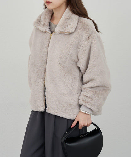 雙拉鍊毛絨大衣