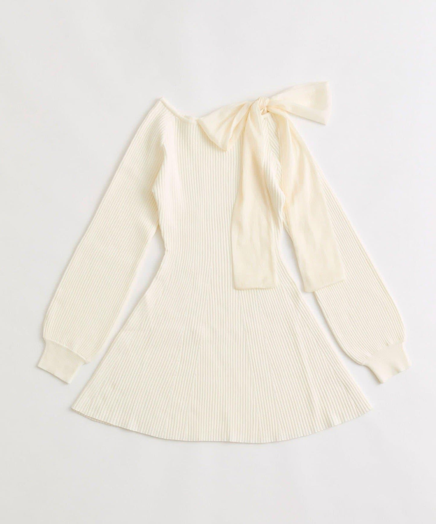 肩帶蝴蝶結針織連衣裙