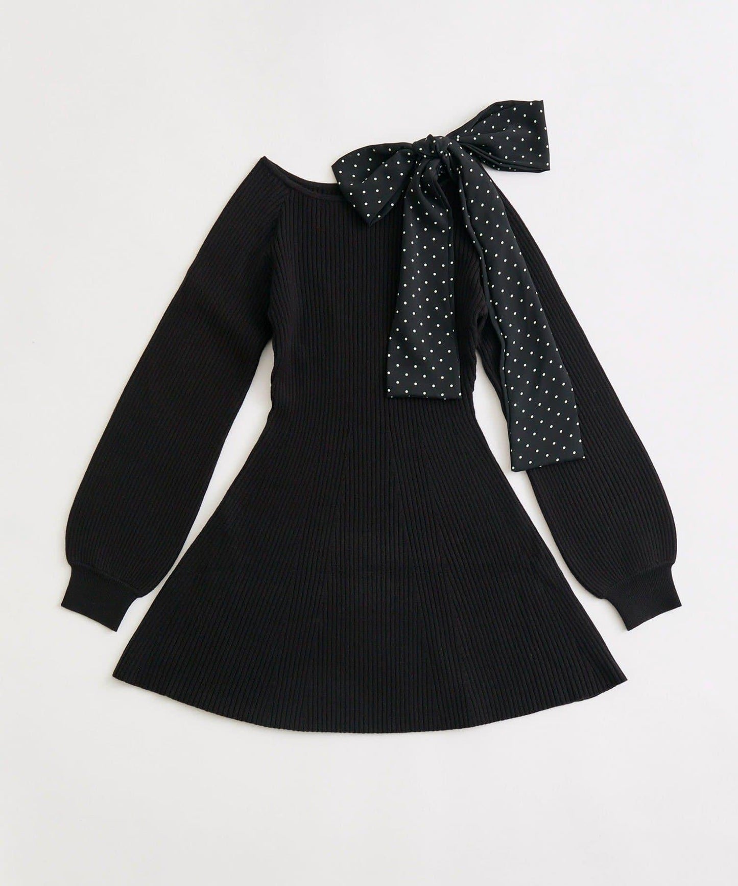 肩帶蝴蝶結針織連衣裙