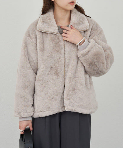 雙拉鍊毛絨大衣