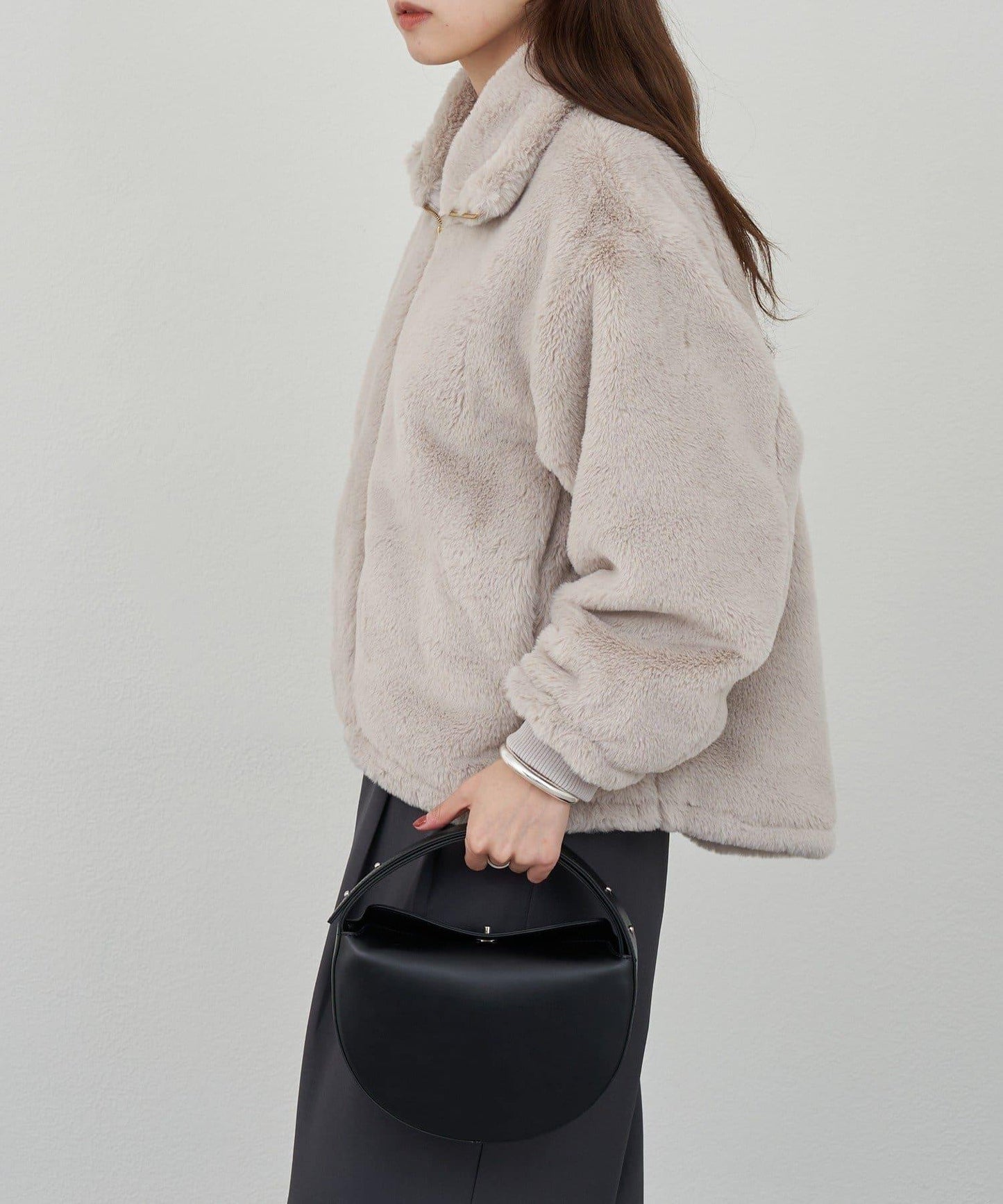 雙拉鍊毛絨大衣