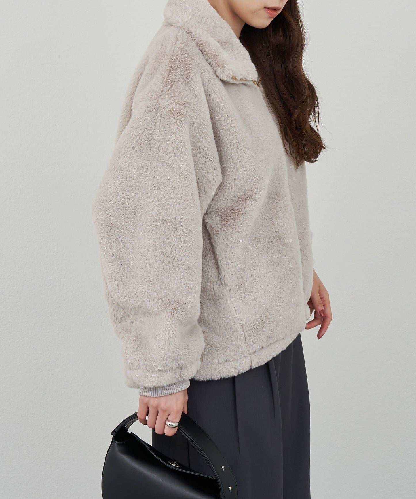 雙拉鍊毛絨大衣