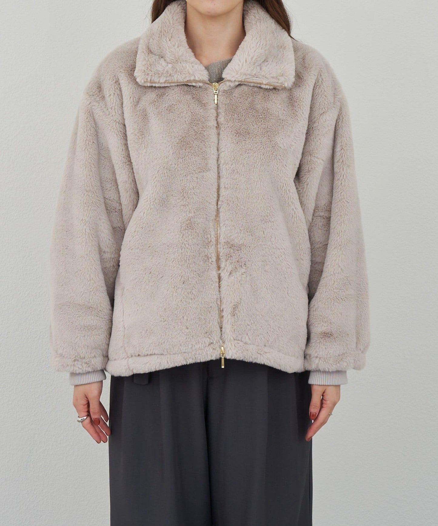 雙拉鍊毛絨大衣