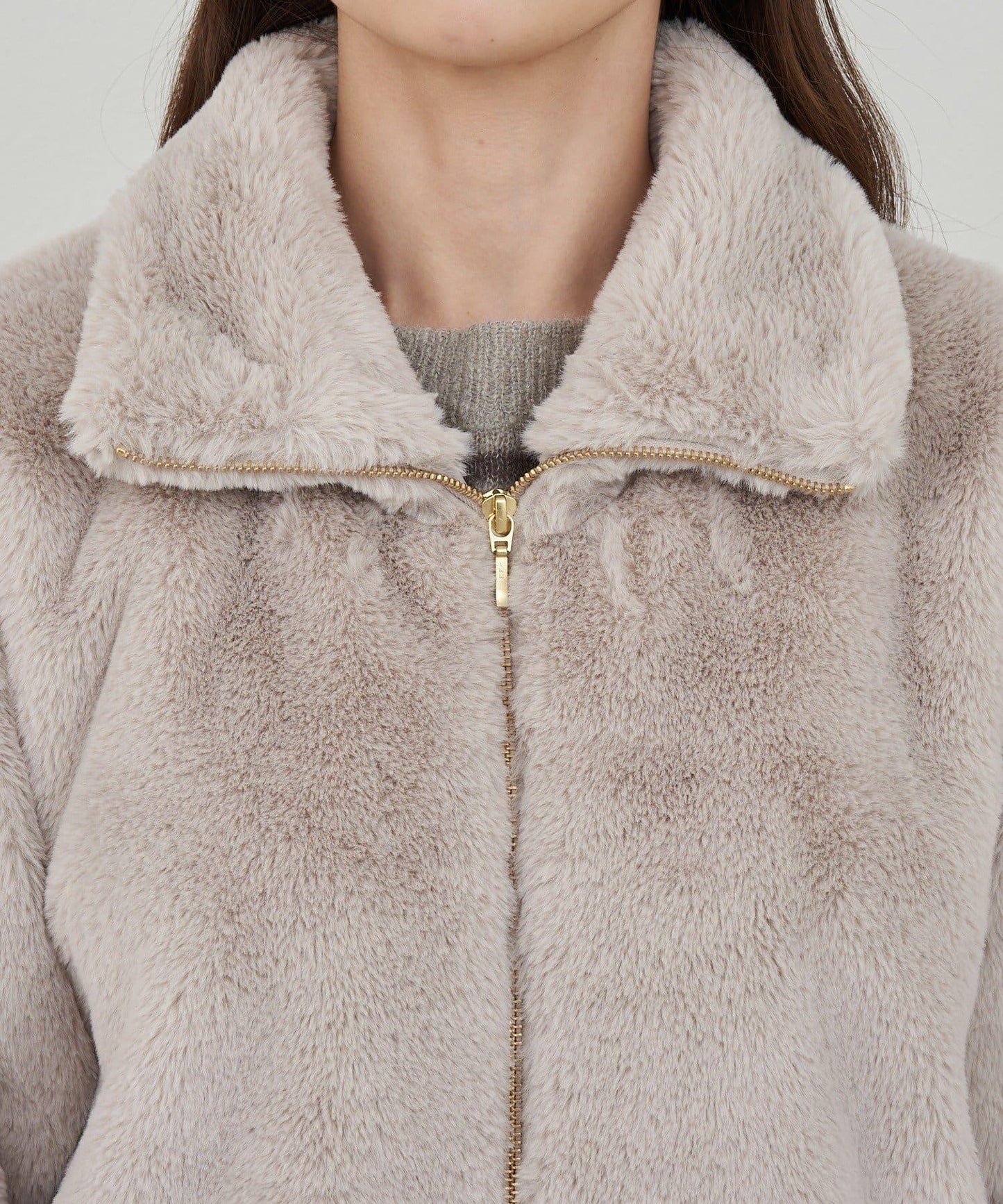 雙拉鍊毛絨大衣