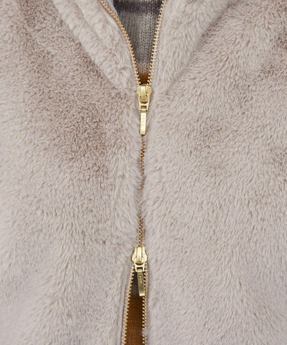 雙拉鍊毛絨大衣