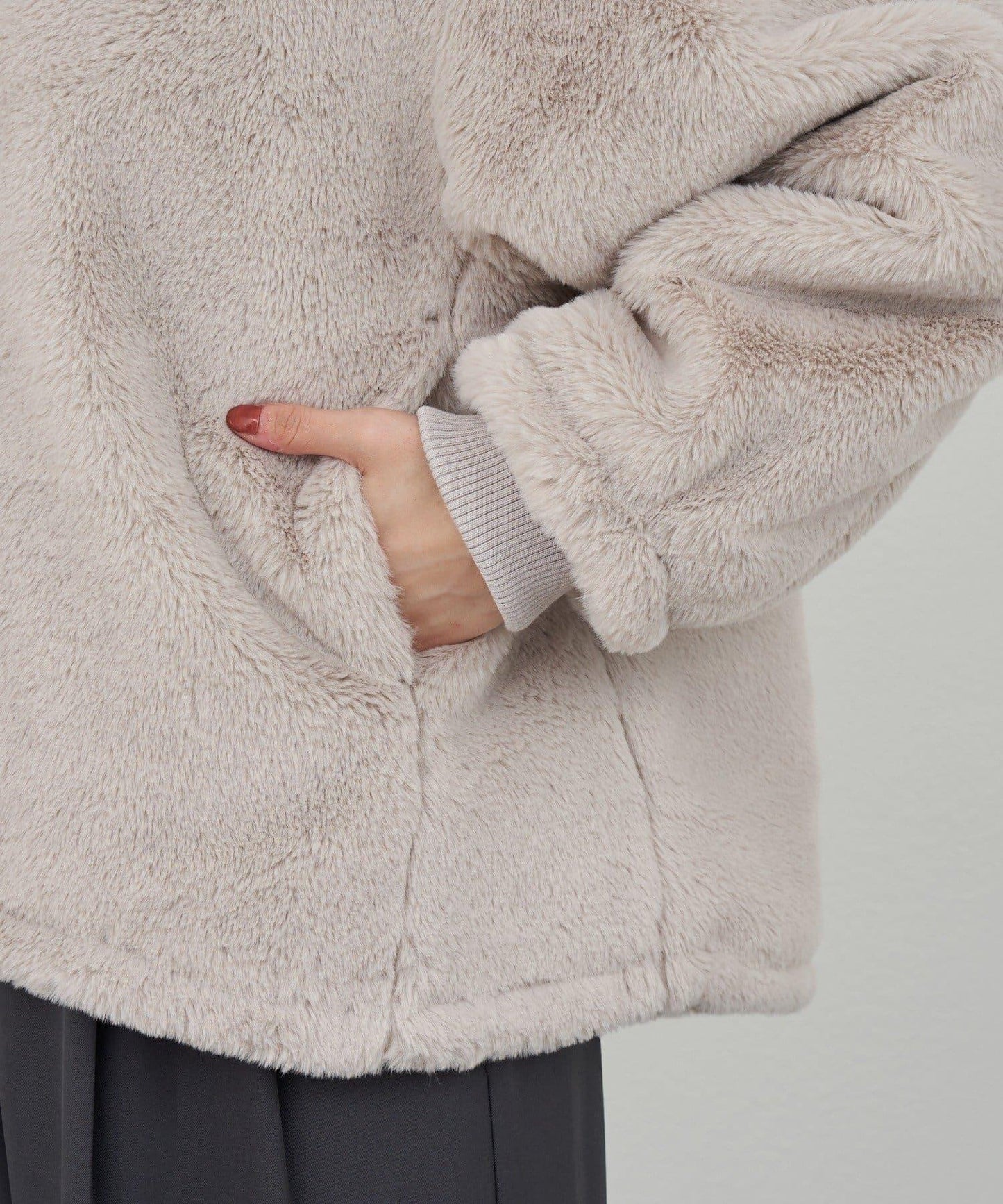 雙拉鍊毛絨大衣