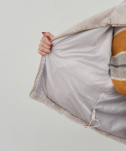 雙拉鍊毛絨大衣